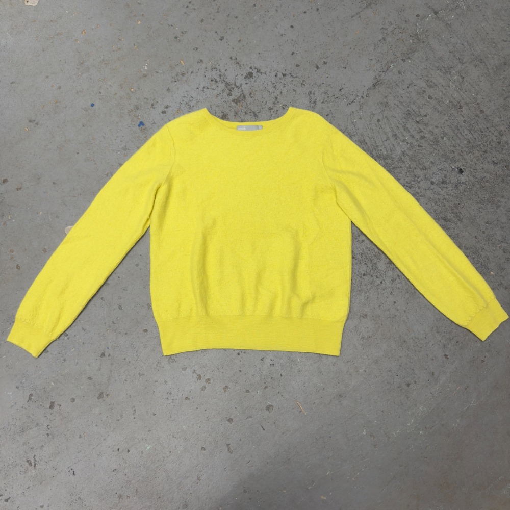 Vince Womens 100% Cashmere Crewneck Sweater Neon Yellow V470177754 Medium